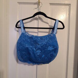 Amoureuse Blue Lace Wireless Cami Bra 48DDD Lightly Padded Adjustable Strap